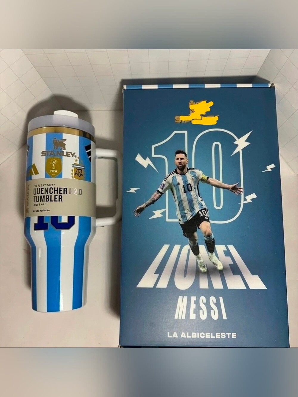Argentina Messi 40oz Tumbler – Soccer Cup – Gift Set